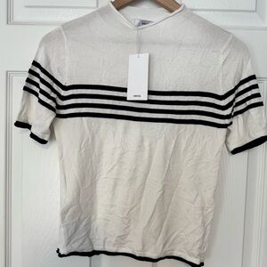 MNG stripe sweater thin breathable short sleeve blouse NWT size small